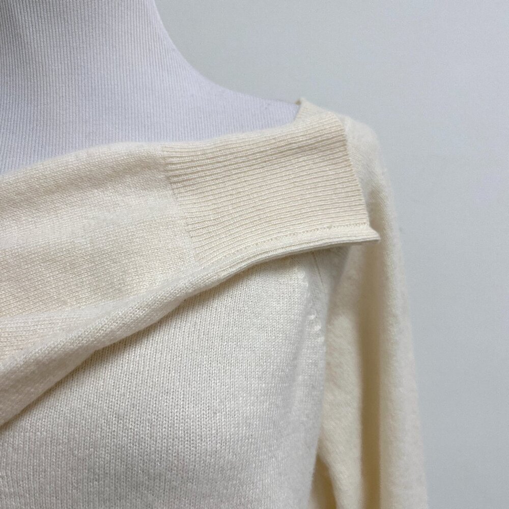 J Crew cream cashmere sweater sweatshirt S oversized scoop neck - Picture 4 of 9
